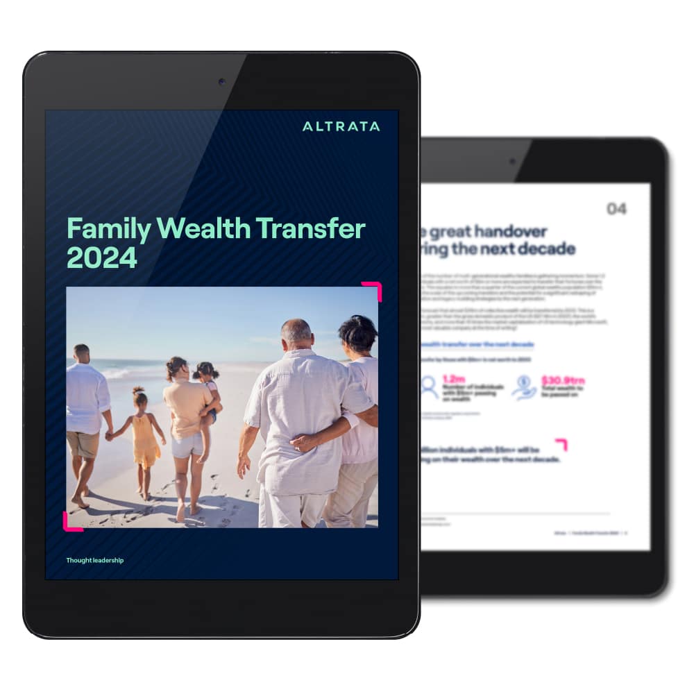 Image of the Family Wealth Transfer Report viewed on an iPad
