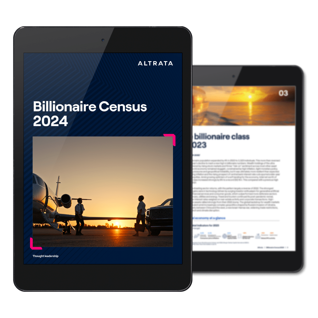 Billionaire Census 2024 cover and page on tablets