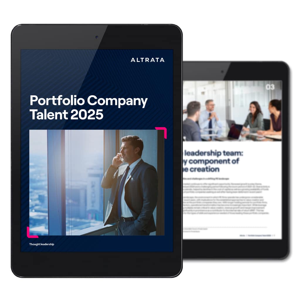 Tablet cover of Altrata's Portfolio Company Talent Report 2025