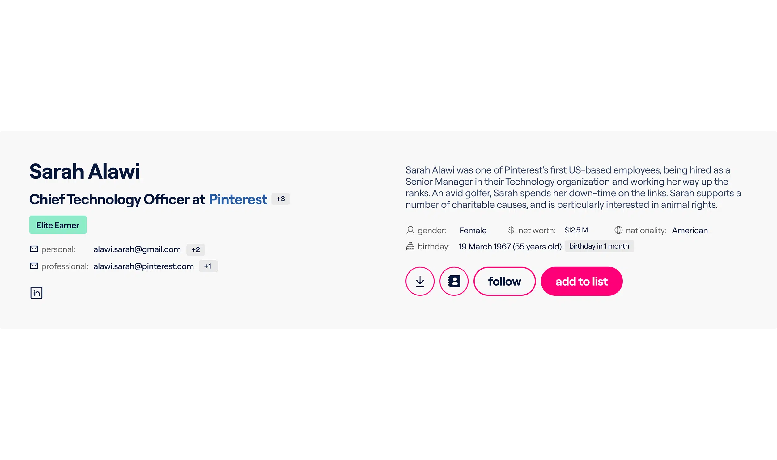 Altrata Platform - Profile of Elite Earner