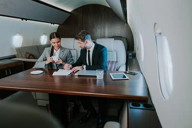 Clienteling meeting on a private jet