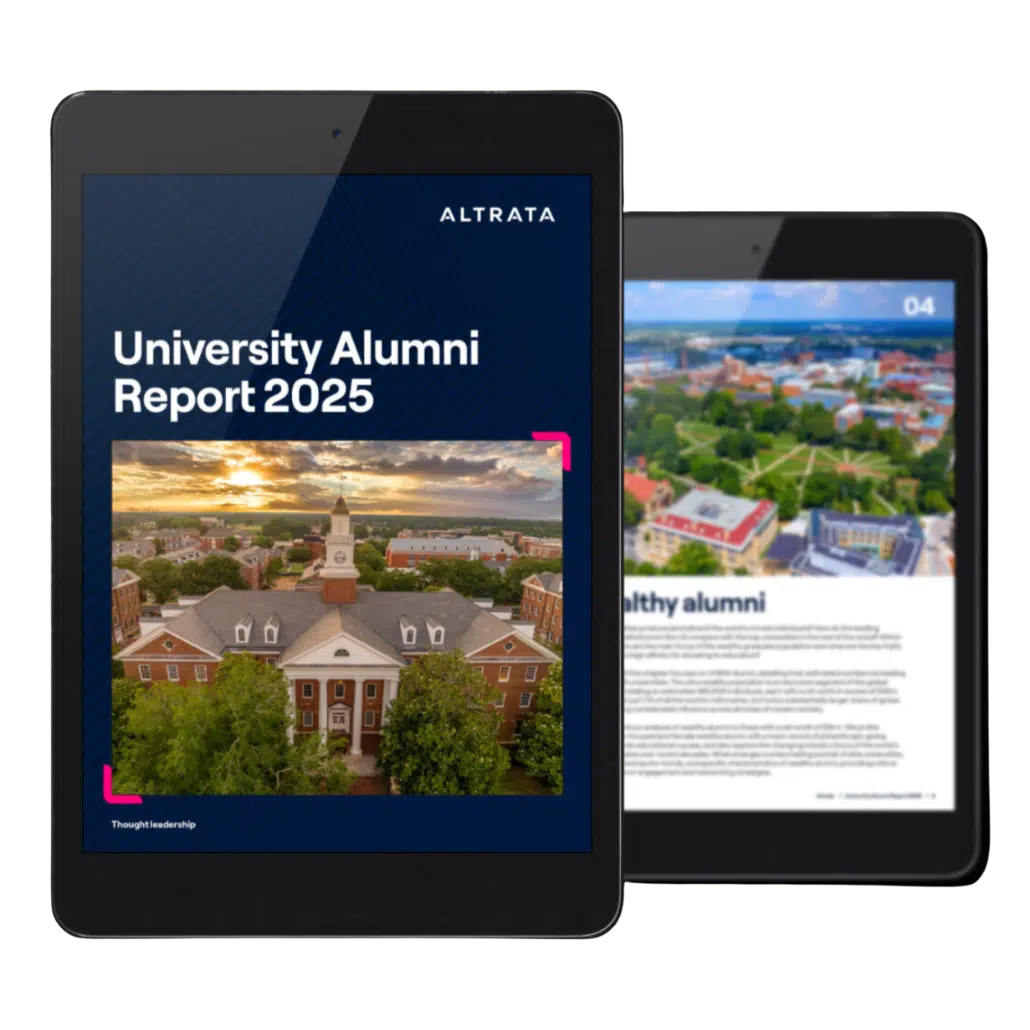Tablet image of Altrata's 2025 University Alumni Report