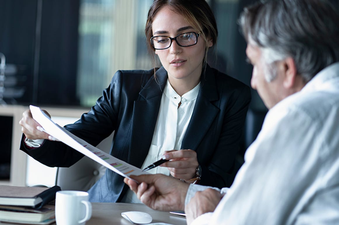 Lawyer meeting with client