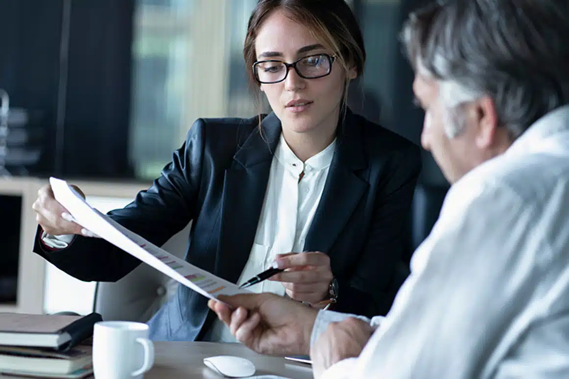 Lawyer meeting with client