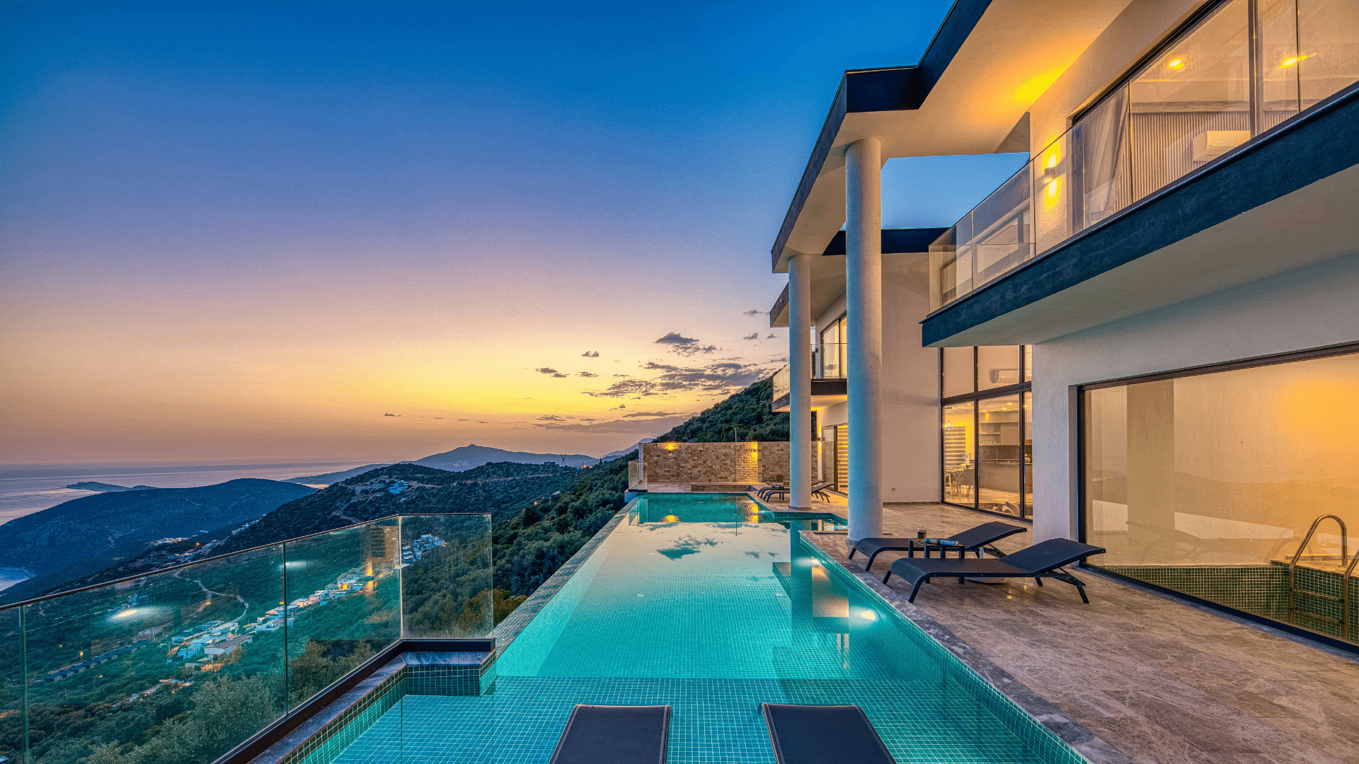 Luxury property with sunset in the background