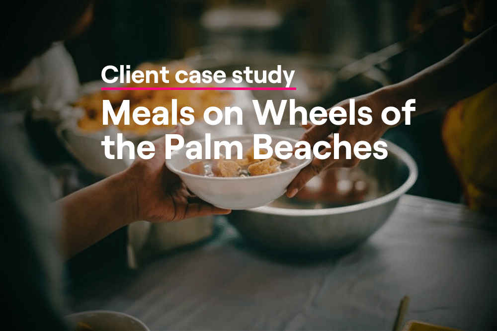 Meals on Wheels of the Palm Beaches volunteer serving food in a nonprofit kitchen, illustrating successful donor prospect targeting and fundraising growth.